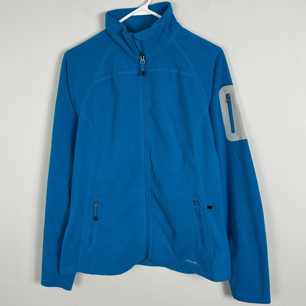 Eddie Bauer First Ascent Blue Microfleece‎ Full Zip Sweater Jacket Womens Large